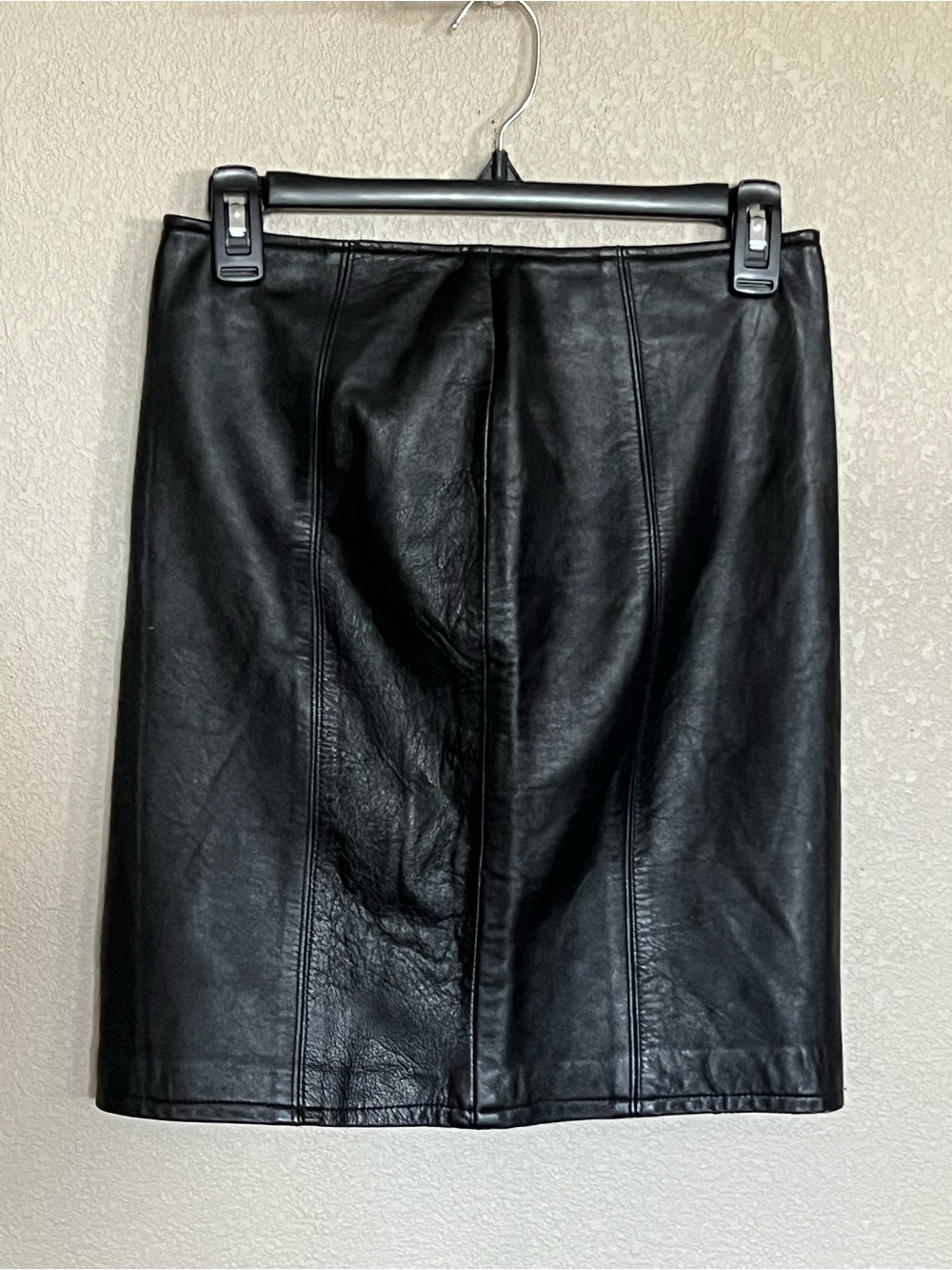 Vintage Saks Fifth Avenue Black Faux Leather Pencil Skirt